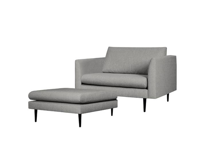 Sessel Kayena Grau Webstoff Inas mit Hocker Schwarz 110 x 78 x 93cm