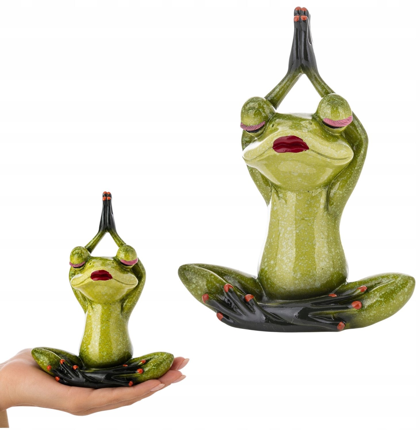 Grappige Mediterende Kikker Figuur - Groene Decoratie voor op Tafel voor Huis & Kantoor