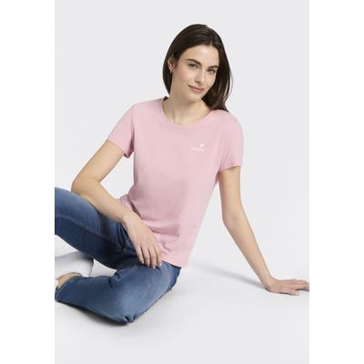 T-Shirt MUSTANG, Damen, Gr. S, rosa (cameo pink), Jersey, Obermaterial: 100% Baumwolle, normal normal, Rundhals, Shirts T-Shirt, normale Passform, Kurzarm-Design