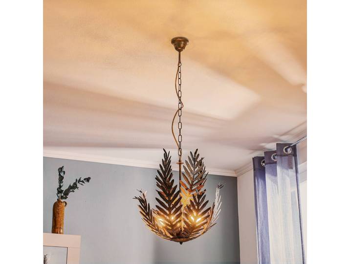 Hängelampe Felce ONLI, dimmbar, bronze / altmessing, für Wohn- / Esszimmer, Metall, Pendelleuchte