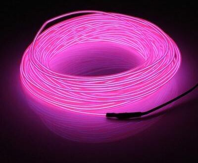 The Cart Load Neon LED Light Glow EL Wire Strip, Tube Rope, Party Car Decor With Controller Vibrant Lighting For Home, Car 10ft car Cigarette pink