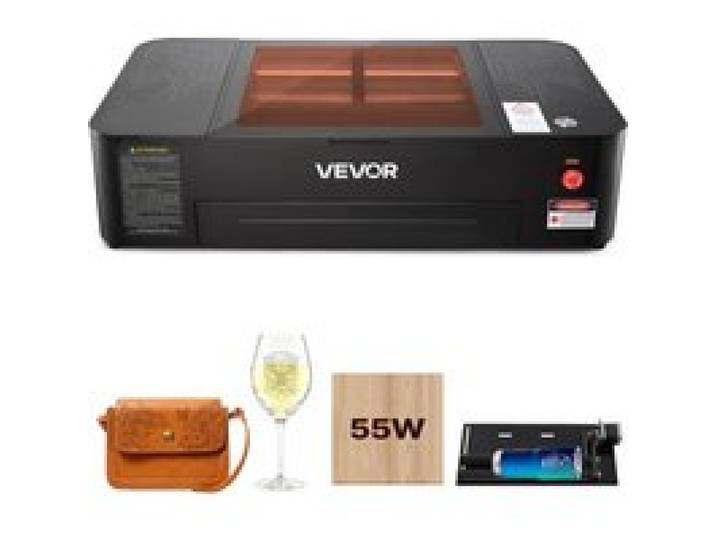 VEVOR Graveur Laser CO2 55 W Machine à Graver Laser CO2 de Bureau 500x300 mm, Découpeuse Autofocus Compatible avec LightBurn, pour Bois, avec Rouleau Rotatif, Assistance d'Air et Refroideur d'Eau