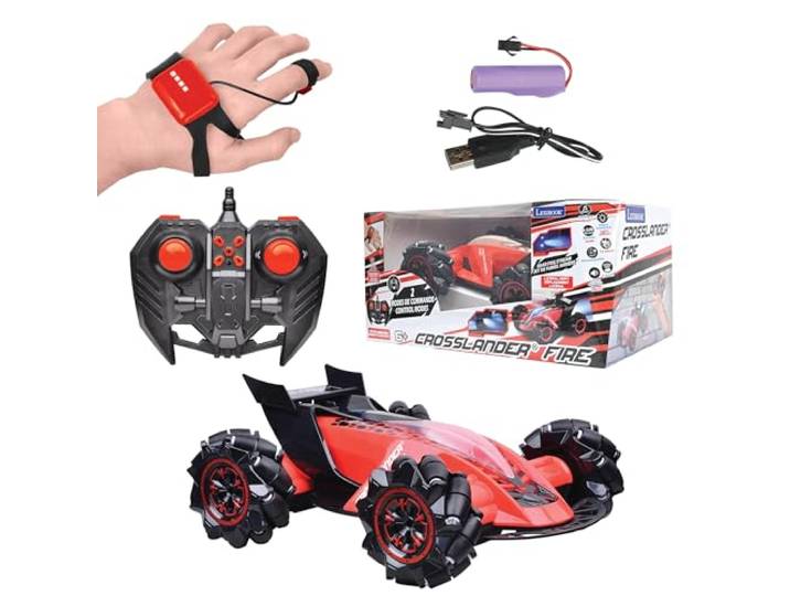 Lexibook, Crosslander® Fire, Op afstand bestuurbare auto, tot 12 km/u, vierwielaandrijving, rookstraal, licht- en geluidseffecten, inclusief afstandsbediening en gebarenarmband, oplaadbaar, RC60