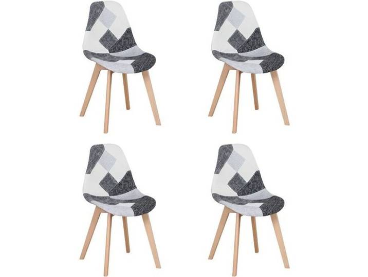 BenyLed Ensemble de 4 Chaises de Salle à Manger Chaises Patchwork avec Pieds en Bois Chaise Scandinave Style Noir