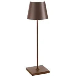 Zafferano Poldina Pro LED-Tischleuchte Corten, wiederaufladbar & dimmbar, bis 12 h Akku, IP65 für Außen