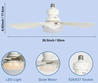 Inspire Daily Merch LED Ceiling Fan Light With Remote Control Screw Fan Light With Socket fan Light white