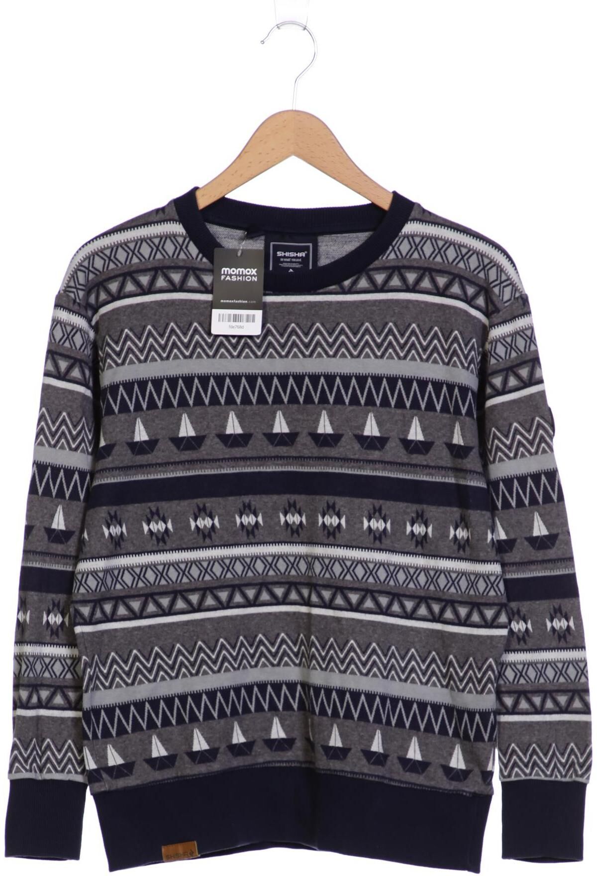 Shisha Brand Herren Pullover, Grau, Gr. S, Baumwolle - Second Hand