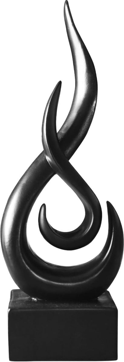 Abstracte Vlam Sculptuur Zwart - Moderne Woondecoratie - Hoogte: 30 cm