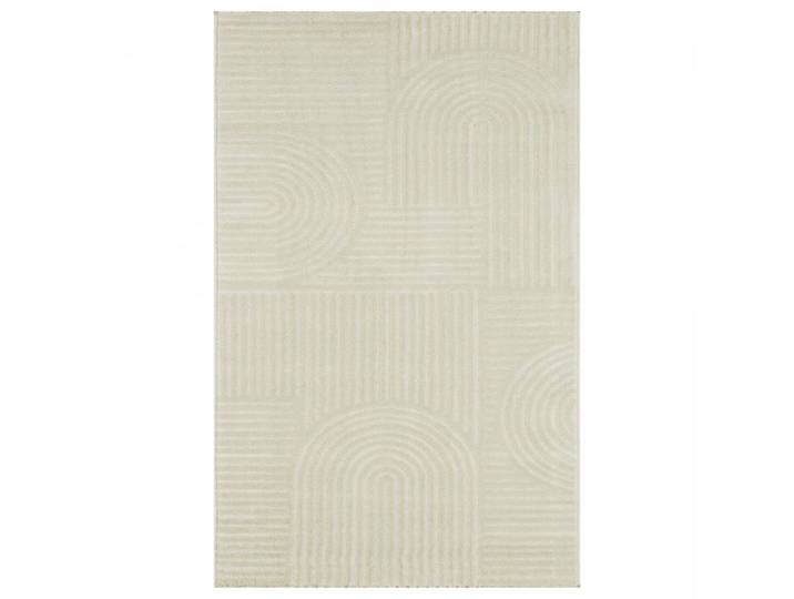 Tapis salon 120x160 tissé crème rectangle motif géométrique