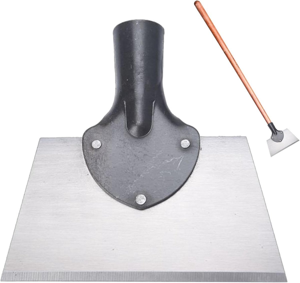 Multifunctionele tuinschep en stekspade voor onkruidverwijdering, staalkleur, 22 x 19 cm