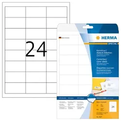 HERMA Korrektur-/Abdecketiketten 64,6 x 33,8 mm, 600 Etiketten, weiß, blickdicht