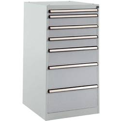 Manuflex SP1137.9006 Schubfachschrank BASETEC Stationär, Nutzhöhe 900 mm mit 7 Schubfächern, in alusilber ähnlich RAL 9006