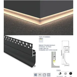 Synergy 21, LED Streifen, LED U-Profil 200cm, ALU1270, weiss, Fussboden/Sockelleiste unterputz (200 cm, Indoor)