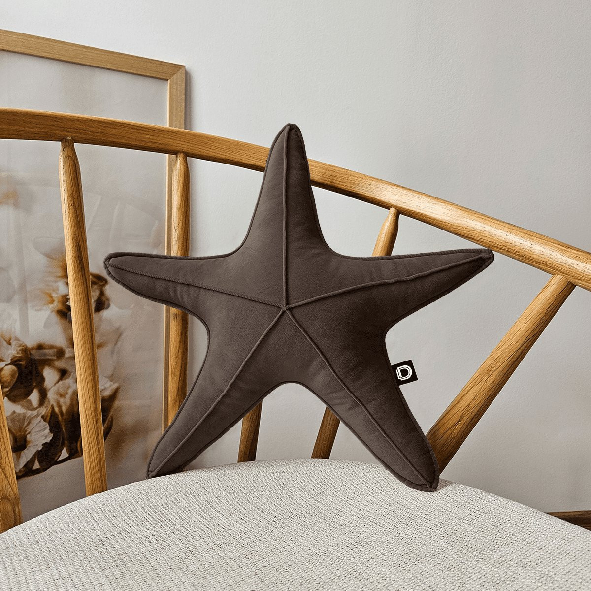 Decordruk VELVET Stervormig Kussen Bruin 43 cm