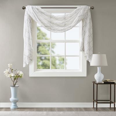 Madison Park Irina Diamond Sheer Embroidered Window Curtain Scarf