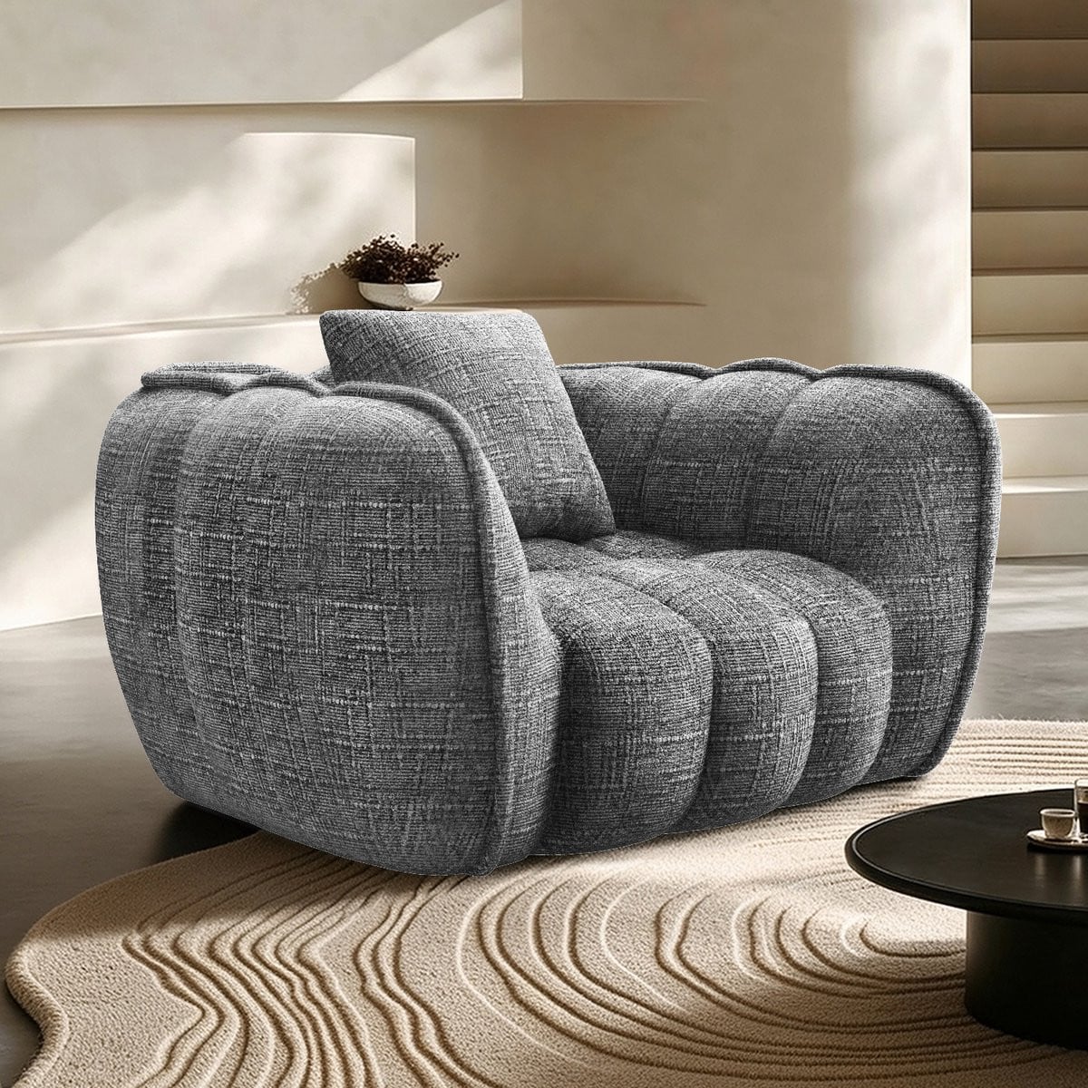 Lexzurn Wolk Zitzak voor Volwassenen - Zachte Velvet Lounge Fauteuil - Grijs