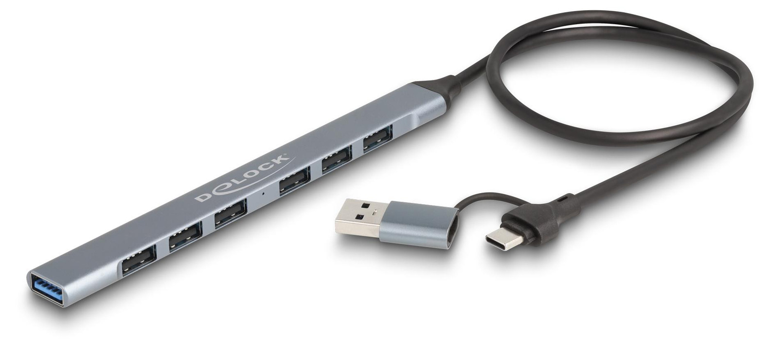 Delock 64273 Slim USB Hub met 7 poorten en USB Type-C of USB Type-A