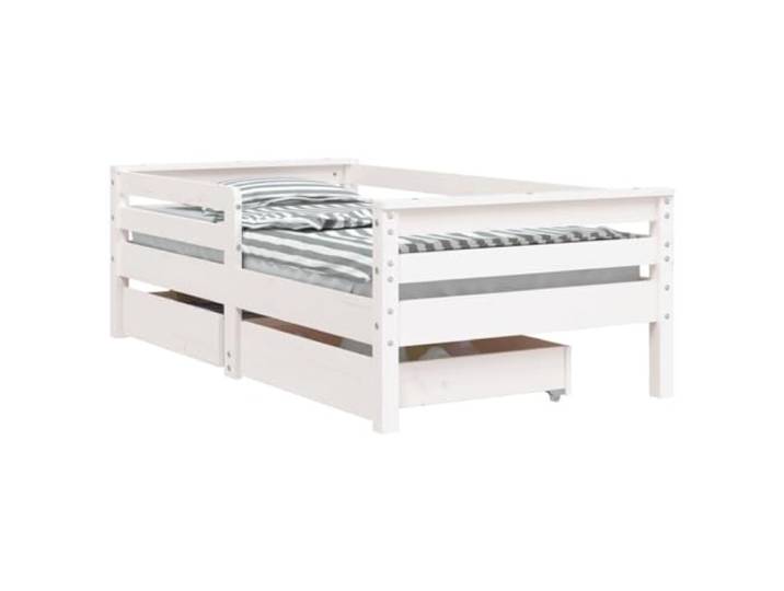 FDSAQOPT mit Schubladen Weiß 70x140 cm Massivholz Kiefer Massives Kiefernholz, robuste Holzlatten, Schubladen für Spielzeug, Kopf- und Fußteil, Lattenrost inklusive