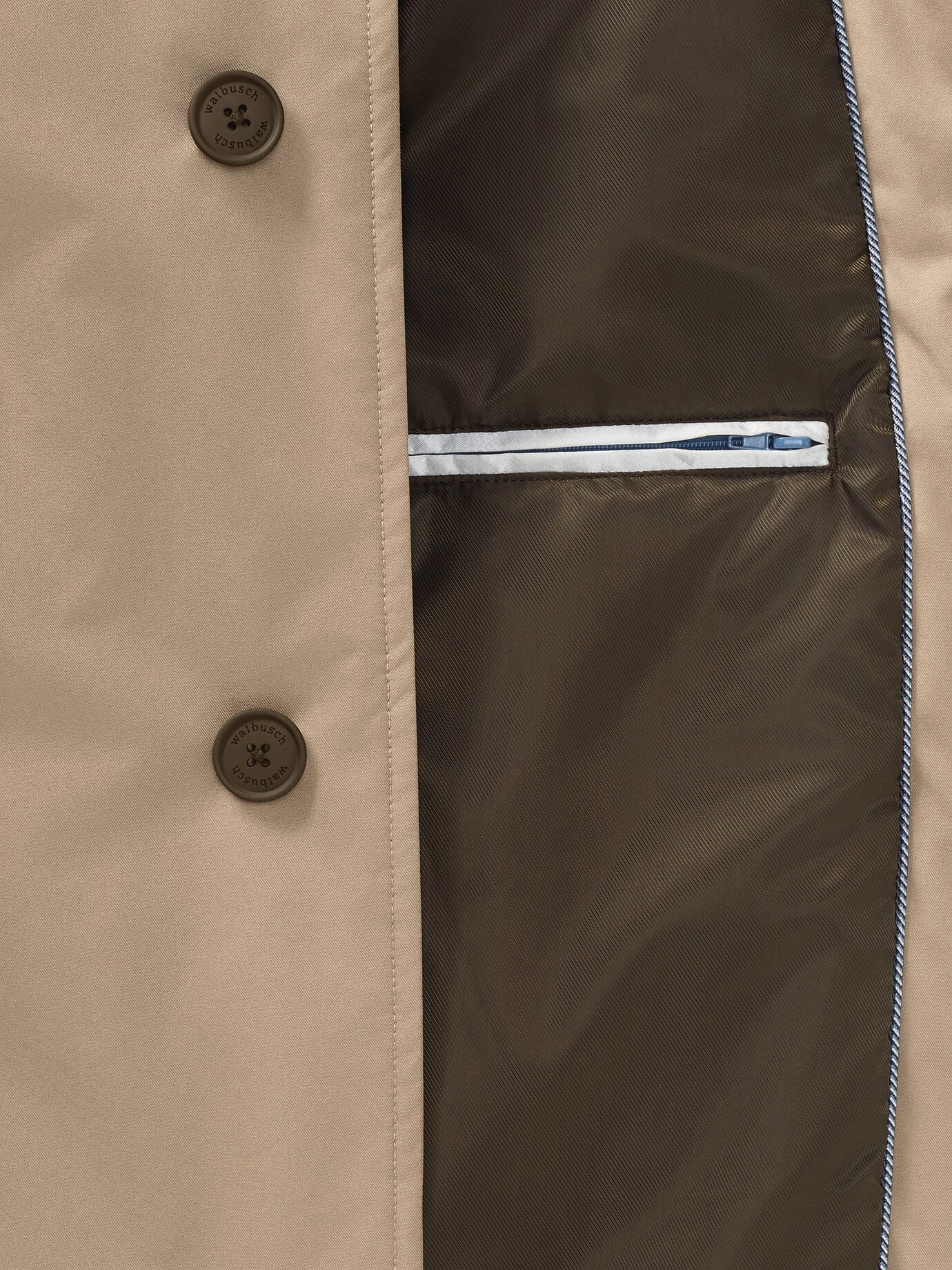 Walbusch Mantel aus Microfaser, normale Größen#untersetzte Größen, Farbe Beige, 58, sehr leicht pflegeleichte Microfaser Herren