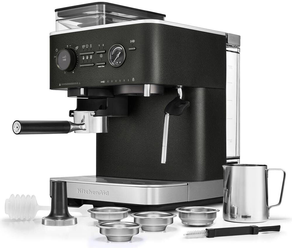 KitchenAid Semi Automatic Espresso Machine with Burr Grinder Black 2.5L