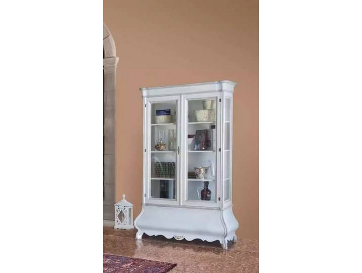 JVmoebel Vitrine Klassische Holzvitrine in Weiß mit Glastüren und Einlegeböden (1-St., Vitrine) Made in Europa