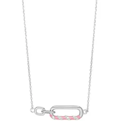 LEAF - HALSKETTE SILBER NEON TWIST - silber / pink