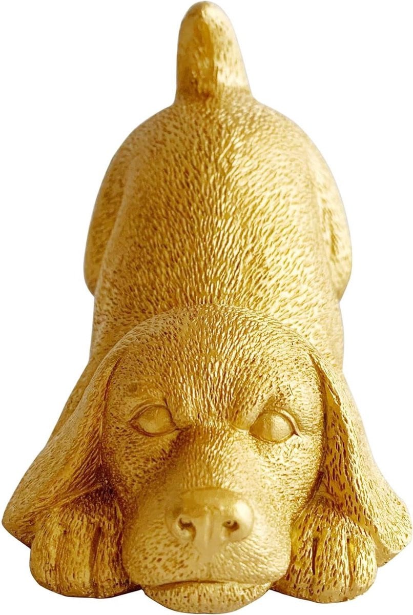Gouden Dier Standbeeld - Handgeschilderd Hars Dieren Beeldje voor Huis Decoratie - Hoogte: 10.4 cm - Goud