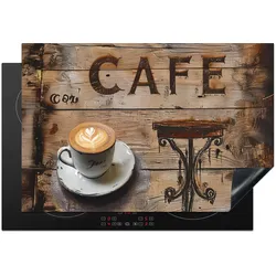 HERDABDECKPLATTE Cafe - Holz - Kaffee - Regale Glaskeramikkochfeldabdeckung 78x52 cm