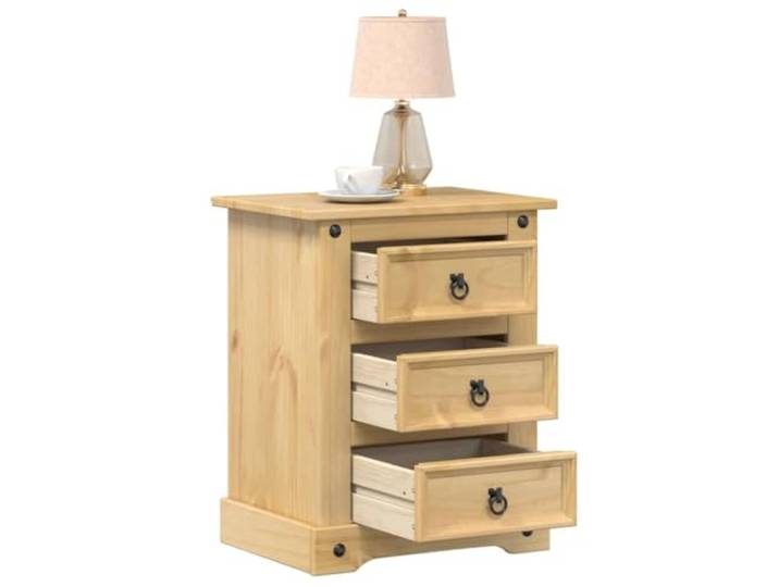 HEFZGDB Massivholz Nachttisch Kiefer 53x39x66 cm mit 3 Schubladen und Metallgriffen, Stauraum Lösung für Schlafzimmer und Wohnzimmer, Langlebiges Kiefernholz Design mit Wandhalterung