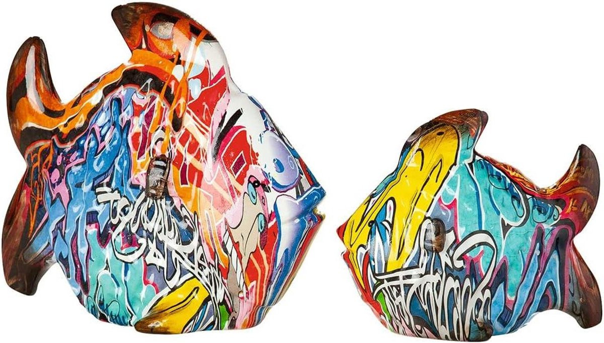 Meerkleurig Vis Beeld met Street Art Graffiti Design, Hoogte: 175 cm