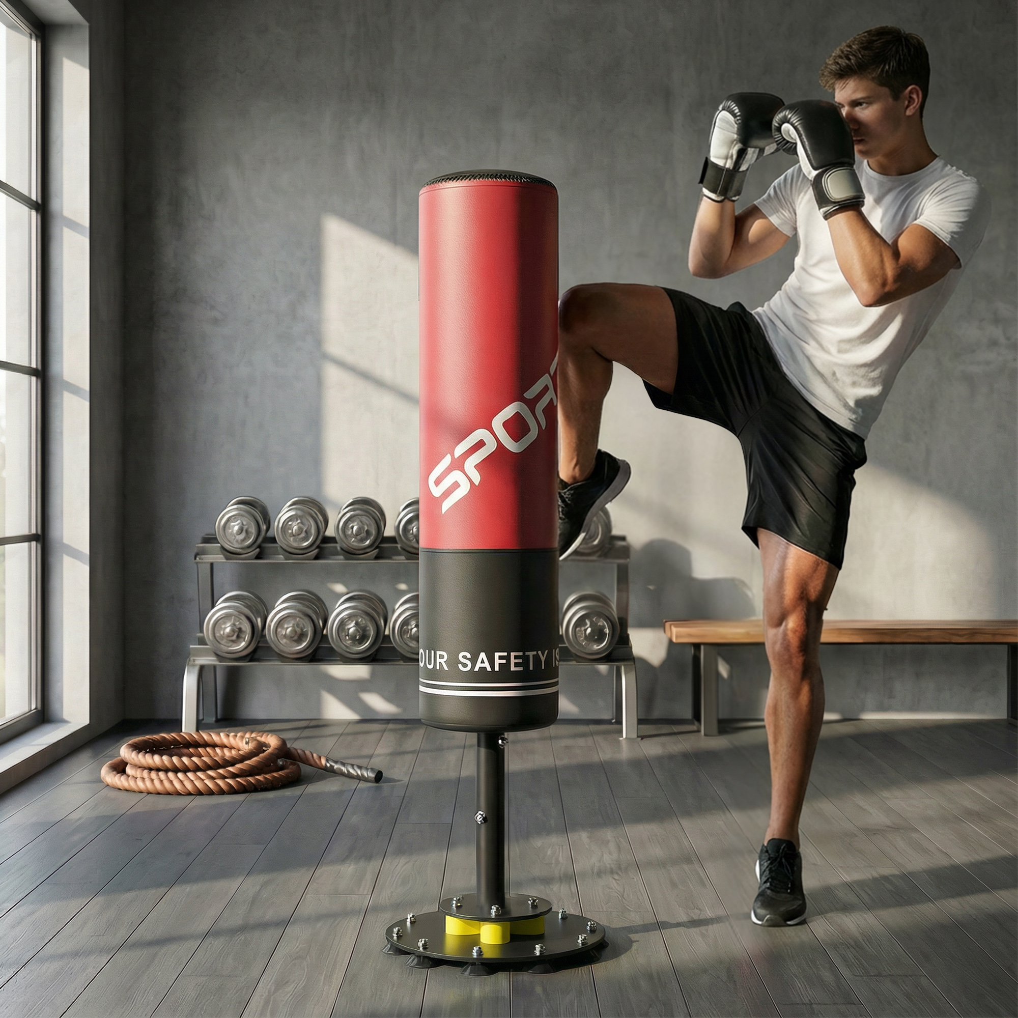 Sportnow Sacco da boxe autoportante 135 cm con 10 ventose e ammortizzatore   Aosom Italy