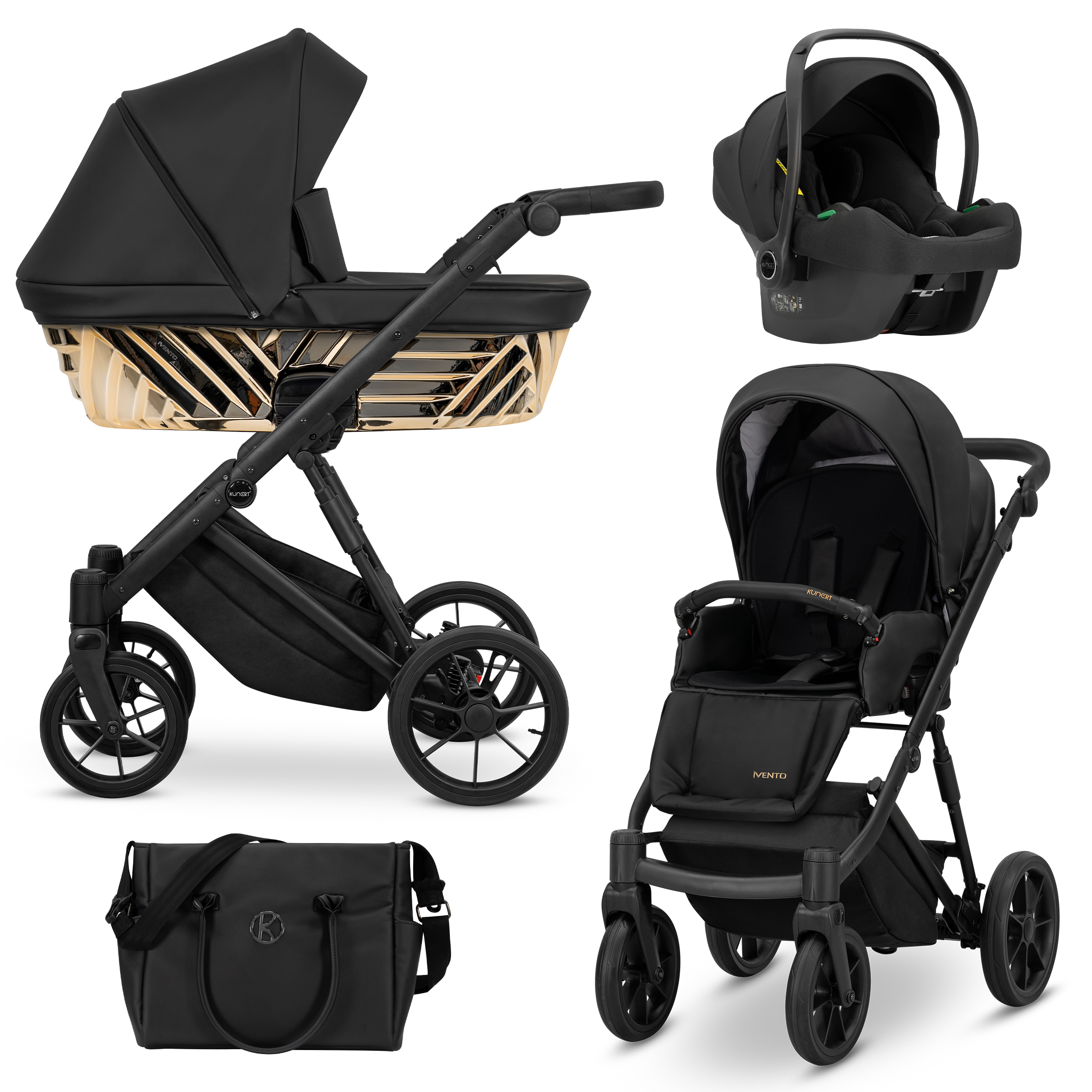 Kinderwagen Kunert Ivento Glam 3in1 - Farbe: Schwarzperle