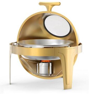 Garvee 6.3Q Round Roll Top Chafing Dish Buffet for Catering with Glass Window