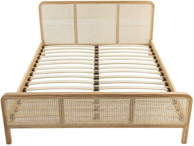 Terre de Nuit Lit en pin massif avec cannage 160x200 Marron 208x85x166cm