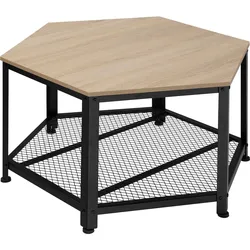 tectake Couchtisch Norwich 86,5x75x46,5cm  Industrial Holz Hell, Eiche Sonoma
