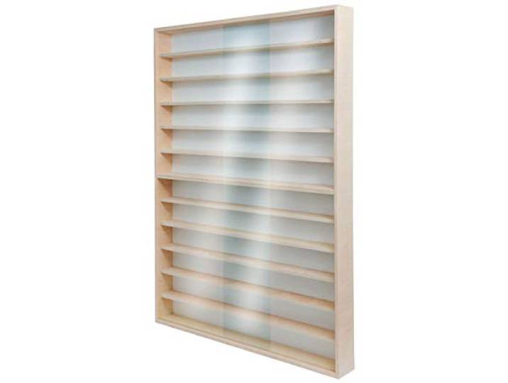 Alsino Sammlervitrine Hängevitrine für Züge Eisenbahnen Vitrine Spur HO & N Regal H0 60-90 cm 12 Fächer mit Nuten (V-90.12A)