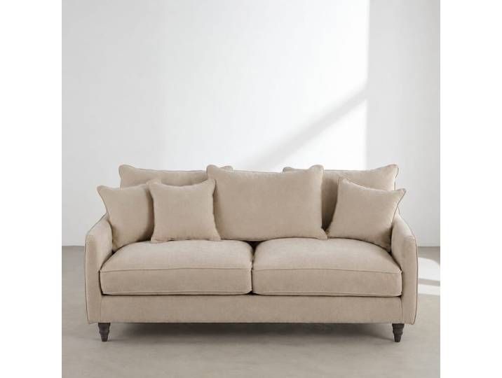 Canapé convertible 3 places en tissu beige