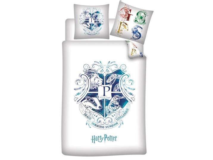 Harry Potter Dekbedovertrek - Hogwarts wit Polyester