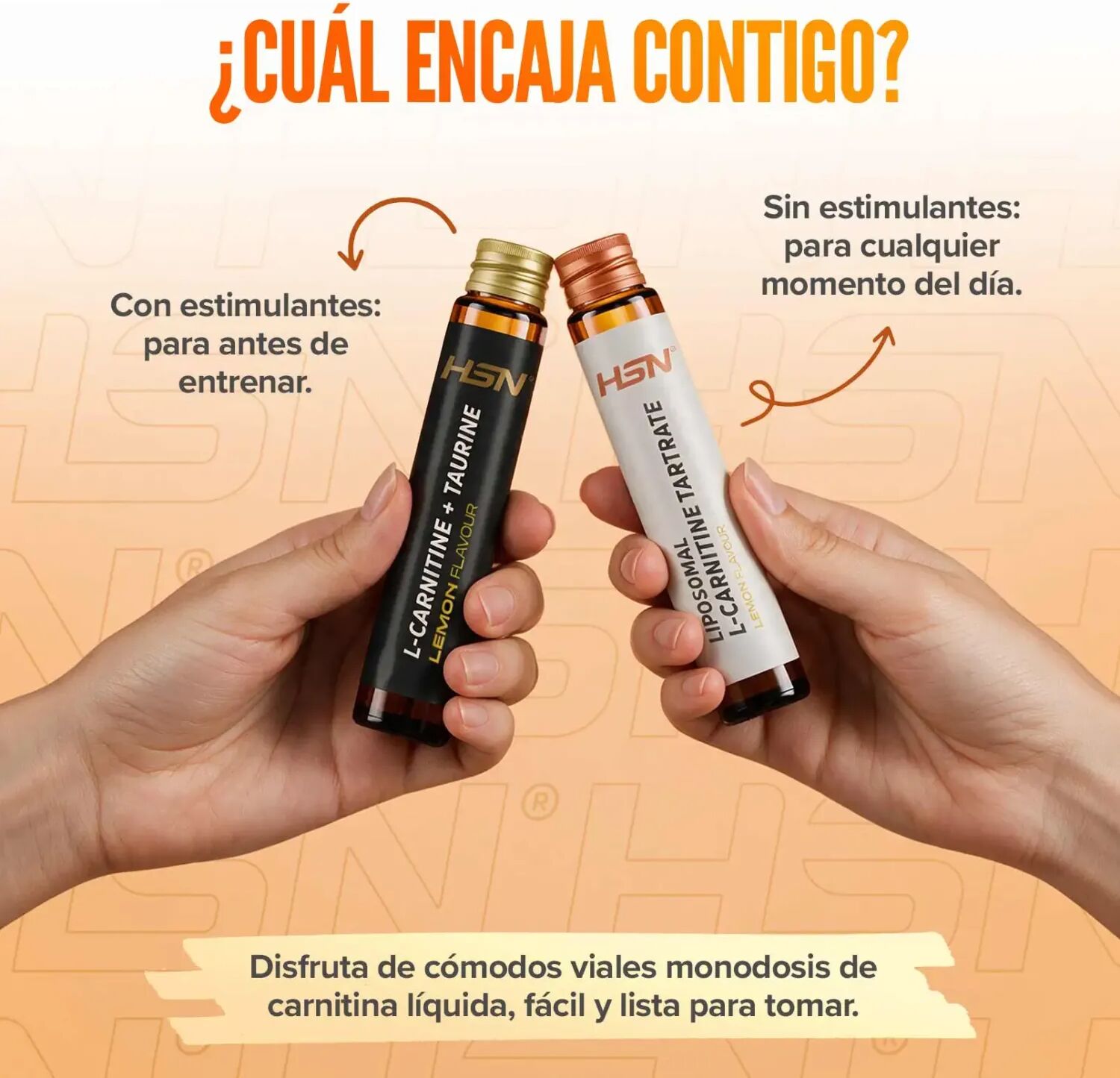 HSN L-carnitina + taurina líquidas naranja - 20 viales - Quemadores termogénicos - Viales -   Servicios
