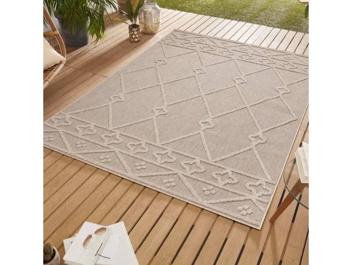 Tapis d'intérieur-extérieur - SIMPEX - Le Mans - Beige - 160 x 230 cm - Style Boho Scandinave