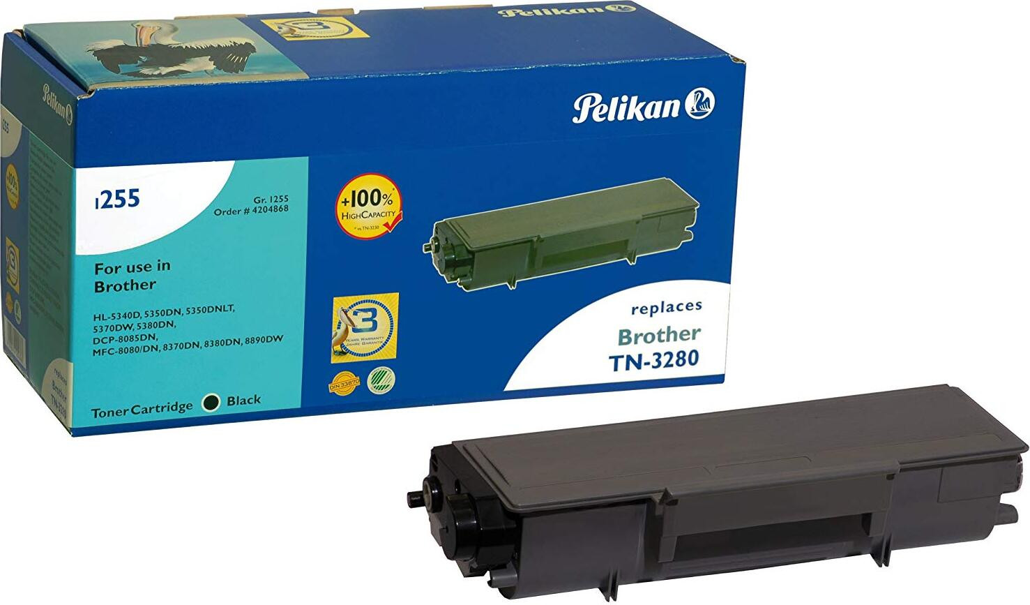Pelikan toner 1255 vervangt Brother TN-3280, zwart, hoge capaciteit