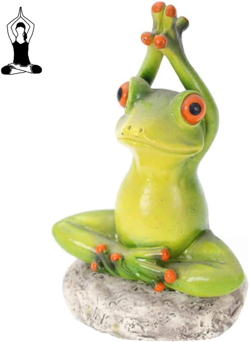SnelShoppen Decoratieve Geluks Kikker - Schattig Yoga Kikker Standbeeld van 3D Hars voor Thuis en Kantoor