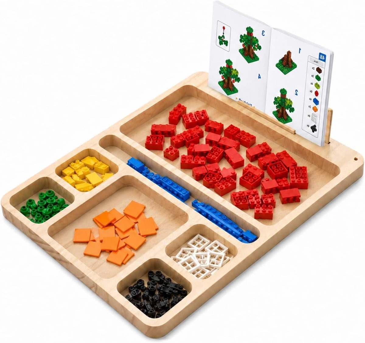 7-vaks Bouwplaat Tafelblad voor Lego met Opbergtray en Handvat voor Creatieve Projecten