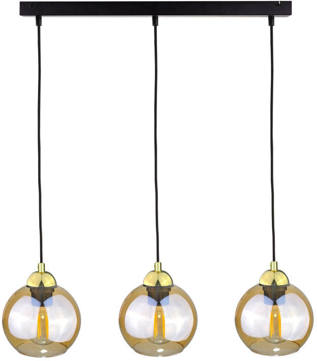 Keter Lighting 3 - Light Kitchen Island Pendant Black/Gold 16cm H X 14cm W X 14cm D