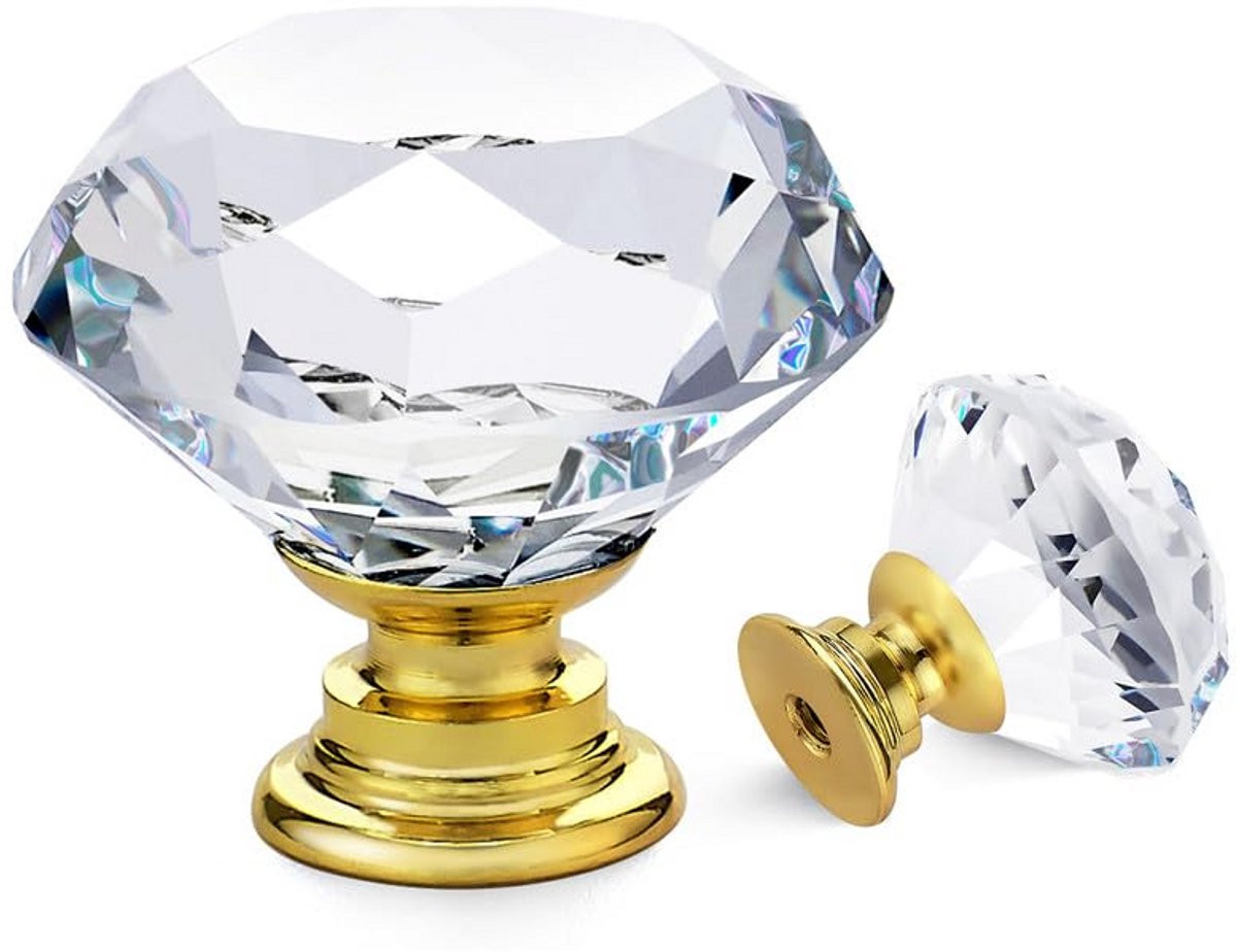 Kristallen ladeknoppen en handgrepen voor meubels - 30 mm diamanten knoppen met gouden basis