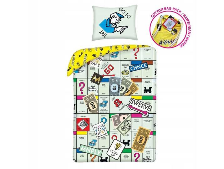 Monopoly Beddengoedset 140x200cm Katoen met Katoenen Zak