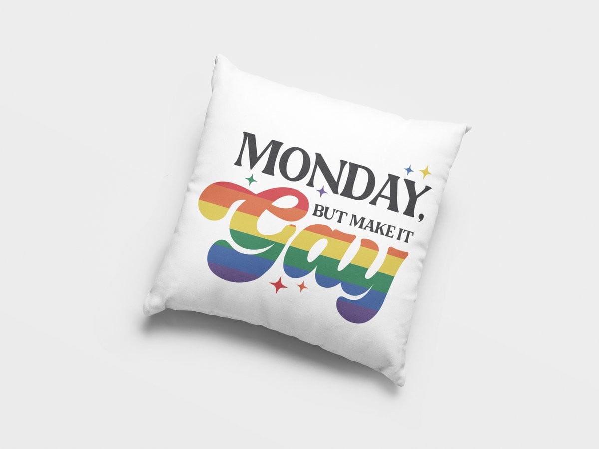 Maandag Maar Maak Het Roze Sierkussen - Regenboog Pride Woondecoratie