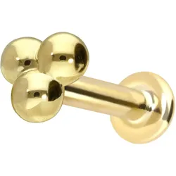 14 Karat Gold Labret mit Innengewinde 3 KUGELN