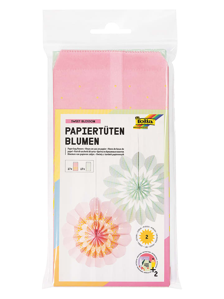 folia PAPER Bastelset "Papiertütenblumen: Sweet blossom" in Rosa/ Grün - onesize