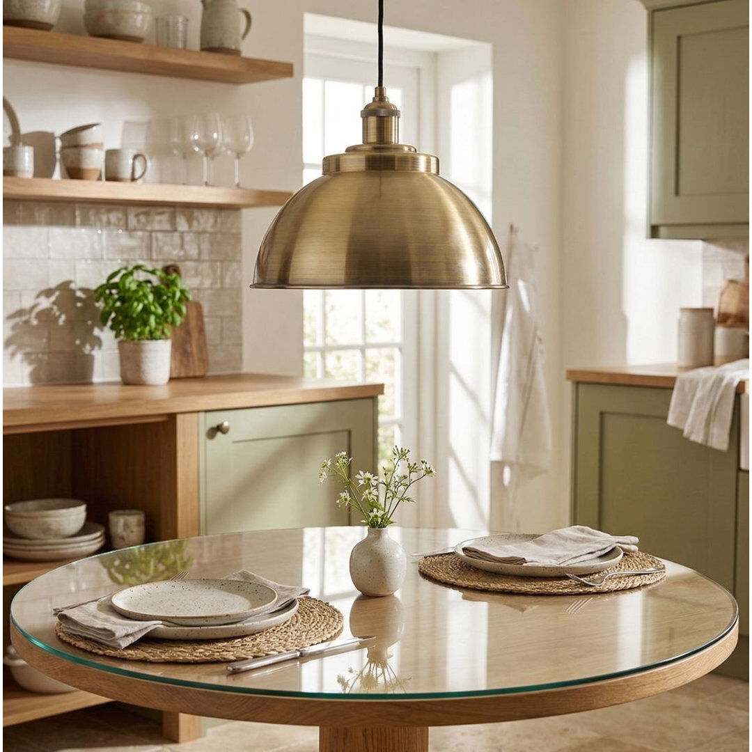 Firstlight 1 - Light Dome Pendant Antique Brass 21cm H X 30cm W X 30cm D